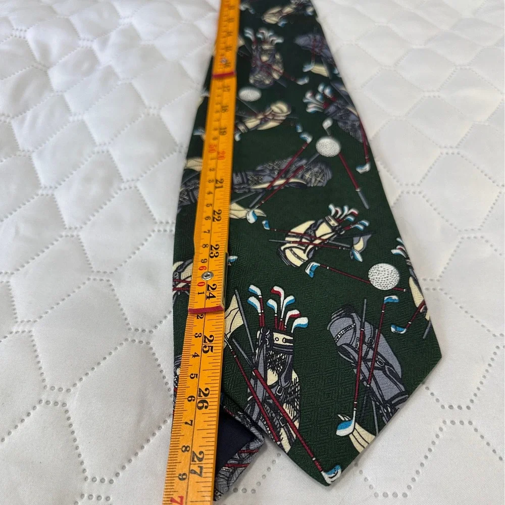 Renaissance Golf Club Bag Tie Mens OS‎ Green Excellent Hand Made Silk Patterned